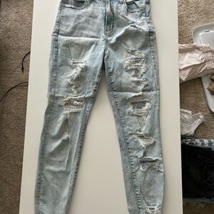 American Eagle Outfitters Blue Skinny Distressed Jeans